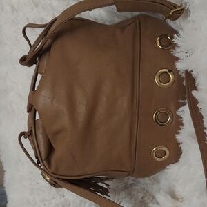 Vintage Pantera Tan/Taupe Leather Bucket Crossbody Shoulder Bag